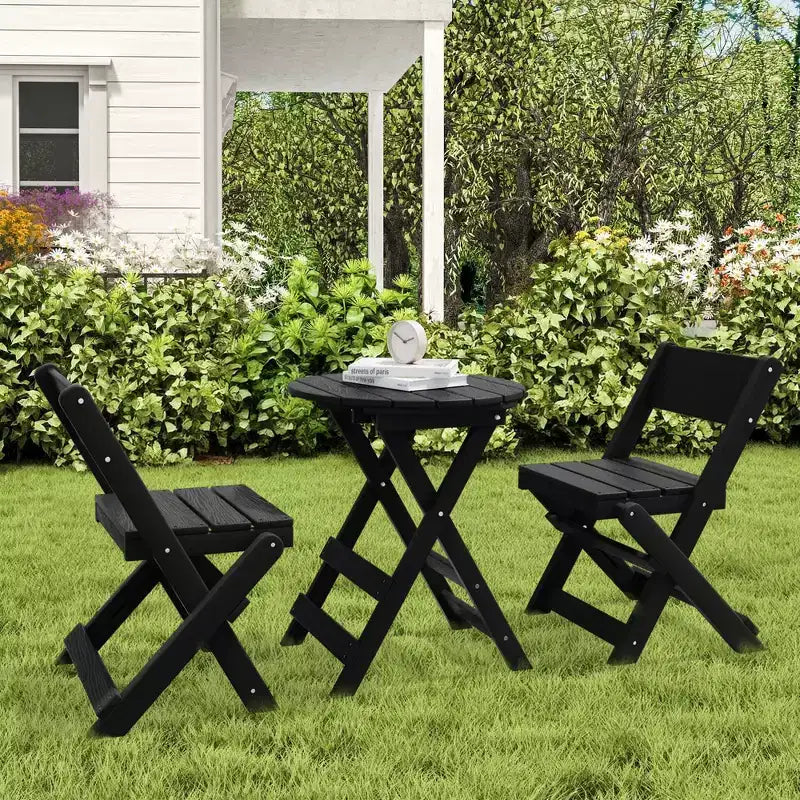 Hyleory 3-Piece Patio Bistro Set - Foldable Table & Chairs with Coffee Table, Lightweight for Balcony, Garden, Apartment ,Weather-Resistant