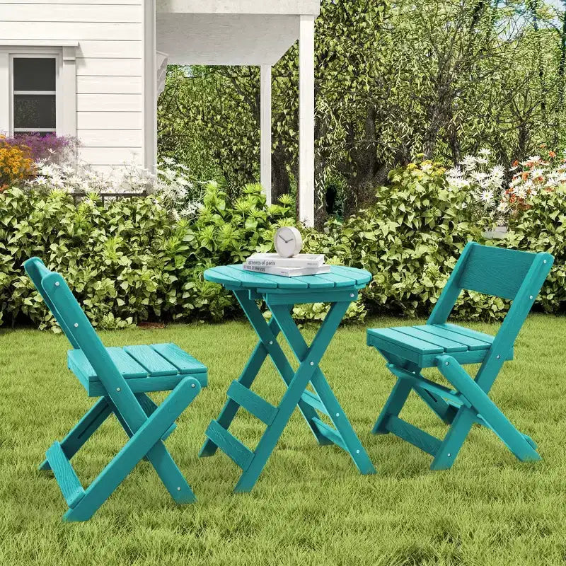 Hyleory 3-Piece Patio Bistro Set - Foldable Table & Chairs with Coffee Table, Lightweight for Balcony, Garden, Apartment ,Weather-Resistant