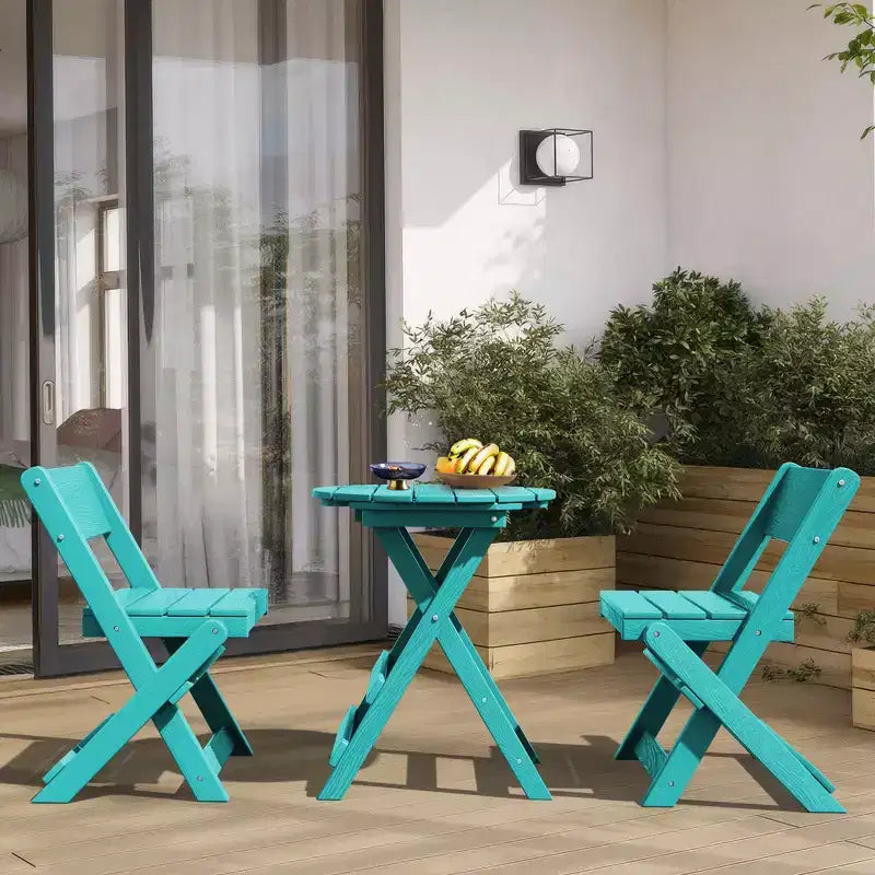 Hyleory 3-Piece Patio Bistro Set - Foldable Table & Chairs with Coffee Table, Lightweight for Balcony, Garden, Apartment ,Weather-Resistant
