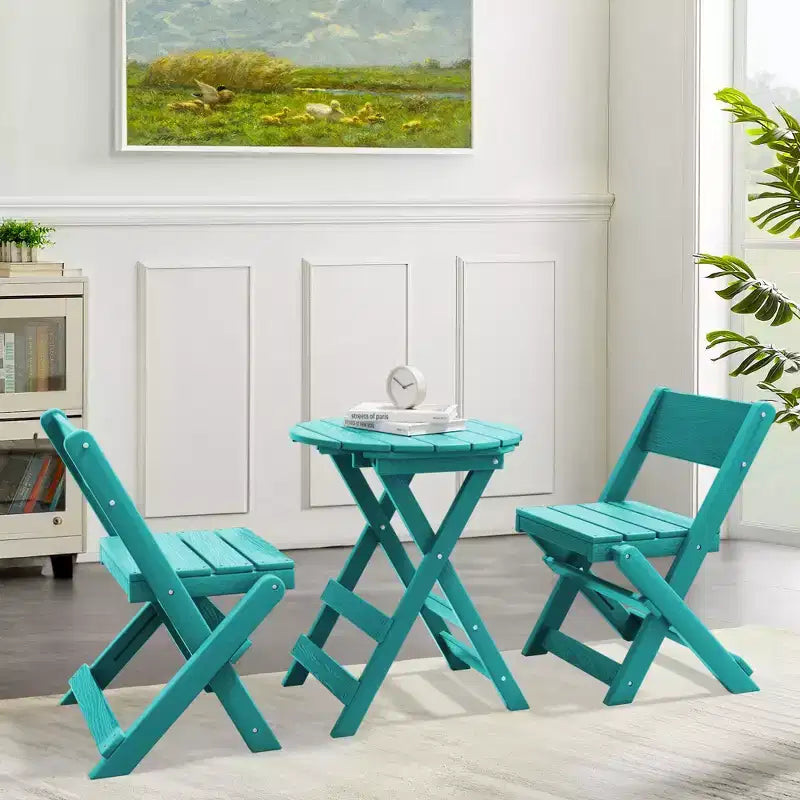 Hyleory 3-Piece Patio Bistro Set - Foldable Table & Chairs with Coffee Table, Lightweight for Balcony, Garden, Apartment ,Weather-Resistant