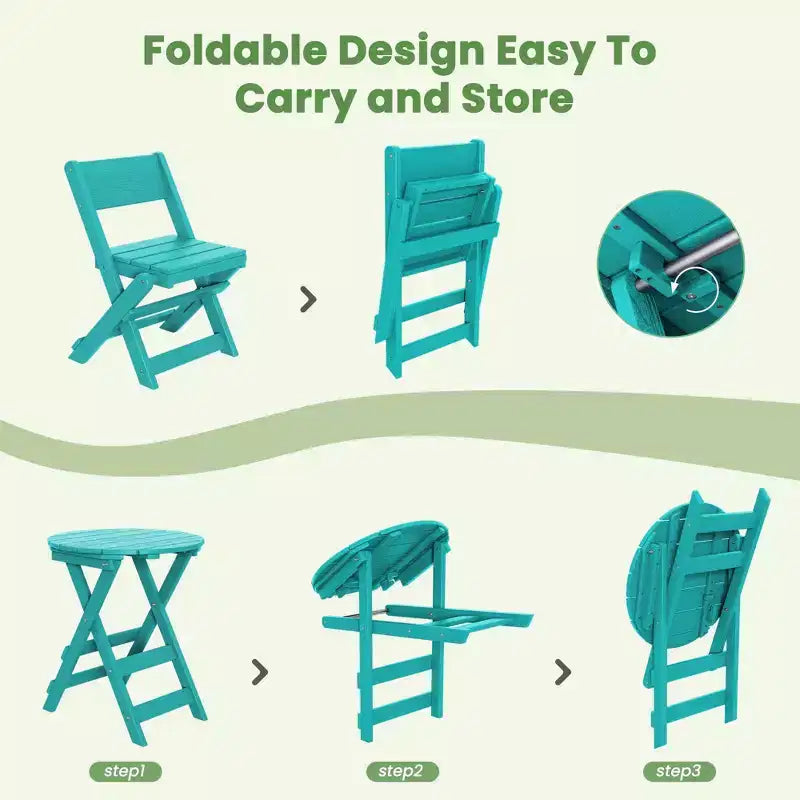 Hyleory 3-Piece Patio Bistro Set - Foldable Table & Chairs with Coffee Table, Lightweight for Balcony, Garden, Apartment ,Weather-Resistant