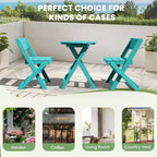 Hyleory 3-Piece Patio Bistro Set - Foldable Table & Chairs with Coffee Table, Lightweight for Balcony, Garden, Apartment ,Weather-Resistant