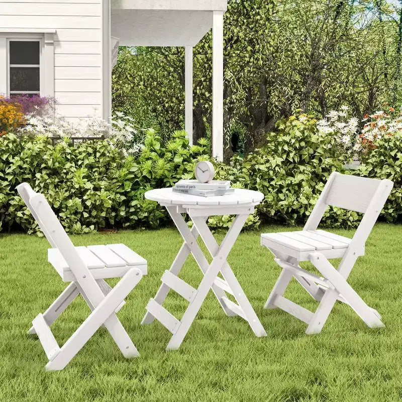 Hyleory 3-Piece Patio Bistro Set - Foldable Table & Chairs with Coffee Table, Lightweight for Balcony, Garden, Apartment ,Weather-Resistant