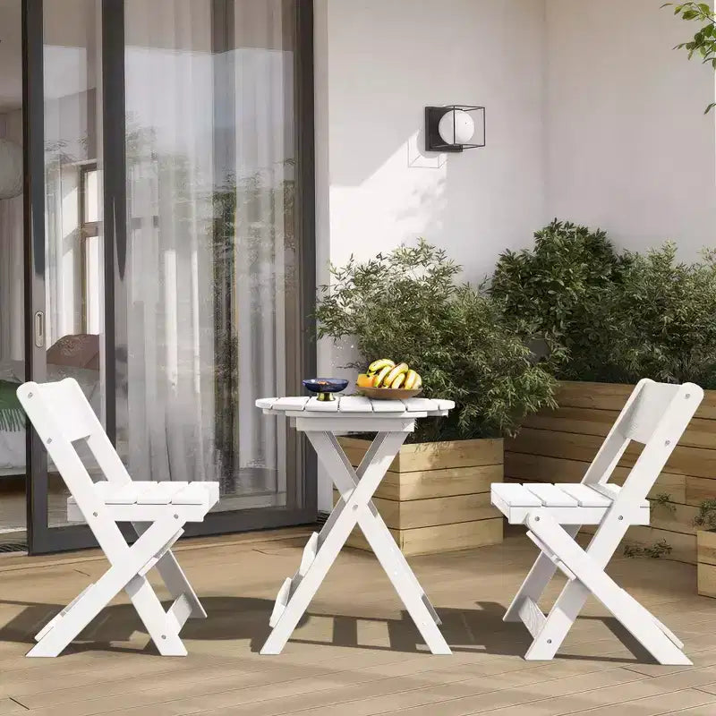 Hyleory 3-Piece Patio Bistro Set - Foldable Table & Chairs with Coffee Table, Lightweight for Balcony, Garden, Apartment ,Weather-Resistant