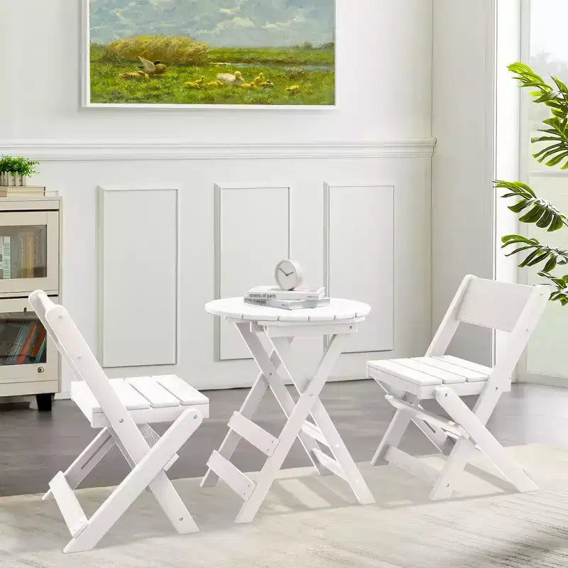 Hyleory 3-Piece Patio Bistro Set - Foldable Table & Chairs with Coffee Table, Lightweight for Balcony, Garden, Apartment ,Weather-Resistant