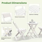 Hyleory 3-Piece Patio Bistro Set - Foldable Table & Chairs with Coffee Table, Lightweight for Balcony, Garden, Apartment ,Weather-Resistant