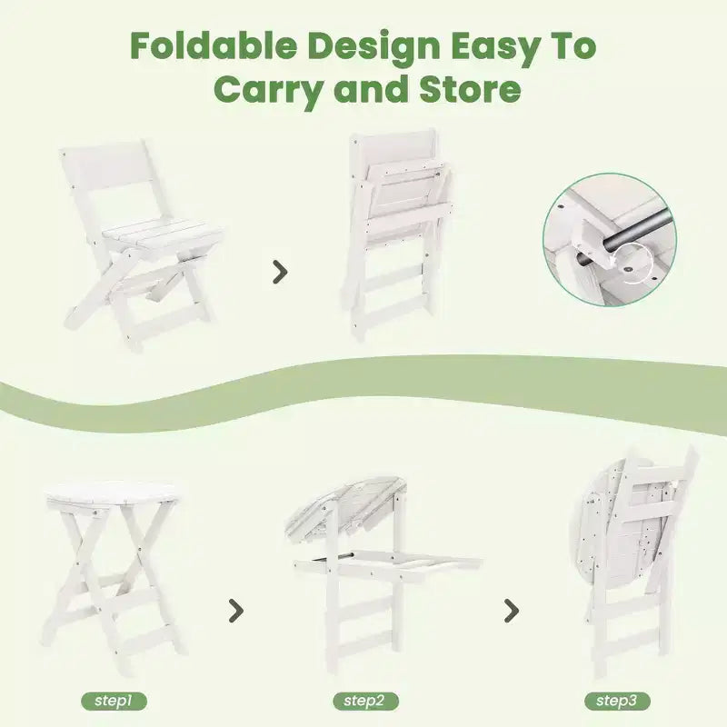 Hyleory 3-Piece Patio Bistro Set - Foldable Table & Chairs with Coffee Table, Lightweight for Balcony, Garden, Apartment ,Weather-Resistant