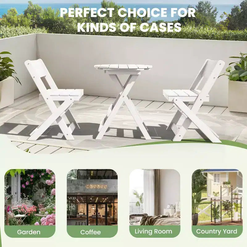 Hyleory 3-Piece Patio Bistro Set - Foldable Table & Chairs with Coffee Table, Lightweight for Balcony, Garden, Apartment ,Weather-Resistant
