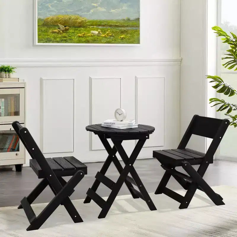Hyleory 3-Piece Patio Bistro Set - Foldable Table & Chairs with Coffee Table, Lightweight for Balcony, Garden, Apartment ,Weather-Resistant