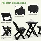 Hyleory 3-Piece Patio Bistro Set - Foldable Table & Chairs with Coffee Table, Lightweight for Balcony, Garden, Apartment ,Weather-Resistant