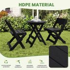 Hyleory 3-Piece Patio Bistro Set - Foldable Table & Chairs with Coffee Table, Lightweight for Balcony, Garden, Apartment ,Weather-Resistant