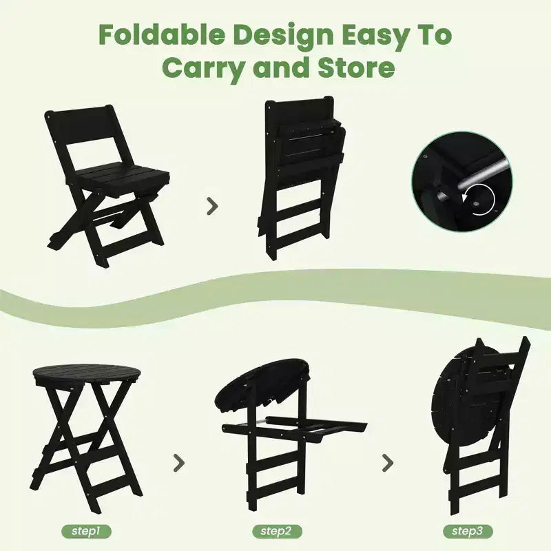 Hyleory 3-Piece Patio Bistro Set - Foldable Table & Chairs with Coffee Table, Lightweight for Balcony, Garden, Apartment ,Weather-Resistant