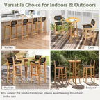 Costway 3 PCS Patio Bar Set Round Cocktail Table with 2 Armless Rattan Bar Stools