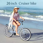 Steel Single Speed Bike 26 Inches, Steel Frame, Wide Wheels For Stability, Rear Pedal Brake, Multiple Colors Men'S Women'S Beach Cruiser Bike
