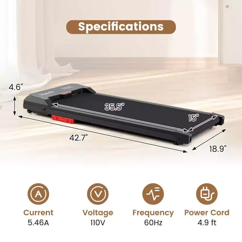 Costway Walking Pad 2.5HP Under Desk Treadmill with Remote Control APP-Enabled for Home