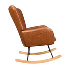 VECELO Upholstered Faux Leather/Teddy Fabric Rocking Chair Modern Glider Rocker Recliner with Thick Headrest, Padded Seat White/Brown/Pink