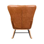 VECELO Upholstered Faux Leather/Teddy Fabric Rocking Chair Modern Glider Rocker Recliner with Thick Headrest, Padded Seat White/Brown/Pink