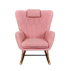 VECELO Upholstered Faux Leather/Teddy Fabric Rocking Chair Modern Glider Rocker Recliner with Thick Headrest, Padded Seat White/Brown/Pink