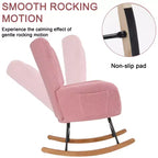 VECELO Upholstered Faux Leather/Teddy Fabric Rocking Chair Modern Glider Rocker Recliner with Thick Headrest, Padded Seat White/Brown/Pink