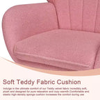 VECELO Upholstered Faux Leather/Teddy Fabric Rocking Chair Modern Glider Rocker Recliner with Thick Headrest, Padded Seat White/Brown/Pink