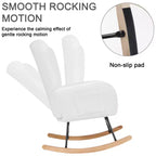 VECELO Upholstered Faux Leather/Teddy Fabric Rocking Chair Modern Glider Rocker Recliner with Thick Headrest, Padded Seat White/Brown/Pink