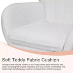 VECELO Upholstered Faux Leather/Teddy Fabric Rocking Chair Modern Glider Rocker Recliner with Thick Headrest, Padded Seat White/Brown/Pink