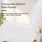 VECELO Upholstered Faux Leather/Teddy Fabric Rocking Chair Modern Glider Rocker Recliner with Thick Headrest, Padded Seat White/Brown/Pink