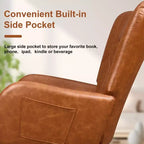 VECELO Upholstered Faux Leather/Teddy Fabric Rocking Chair Modern Glider Rocker Recliner with Thick Headrest, Padded Seat White/Brown/Pink