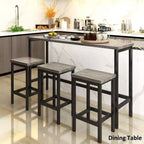 Whisen Farmhouse 4-Piece Counter Height Dining Table Set with 3 Stools