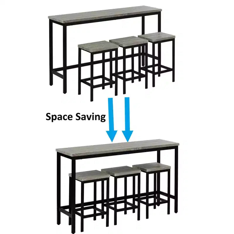 Whisen Farmhouse 4-Piece Counter Height Dining Table Set with 3 Stools