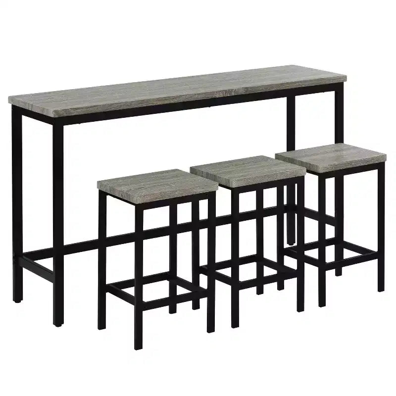 Whisen Farmhouse 4-Piece Counter Height Dining Table Set with 3 Stools