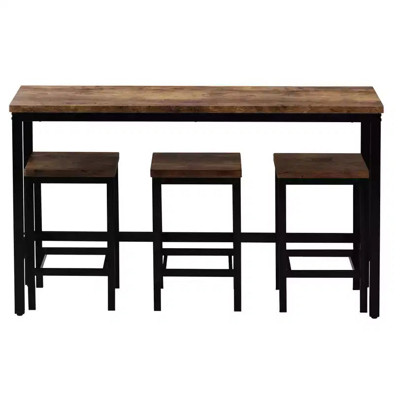 Whisen Farmhouse 4-Piece Counter Height Dining Table Set with 3 Stools