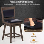 Costway 25 Swivel Bar Stools Set of 2 with Back Rubber Wood Legs Sturdy Footrest