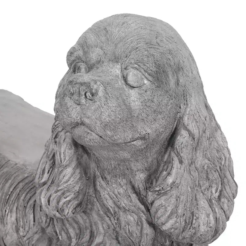 GDFStudio Rayshon Outdoor Lightweight Concrete Cocker Spaniel Dog Bench, Gray