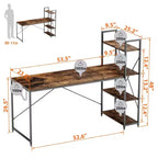 Bestier 47 inch Reversible Computer Desk with Storage Shelves for Home Office in Rustic Brown
