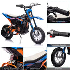 24V Electric Off-Road Motorcycle,250W Motor 13.6MPH Fast Speed Motocross,Leather Seat Dirt Bike