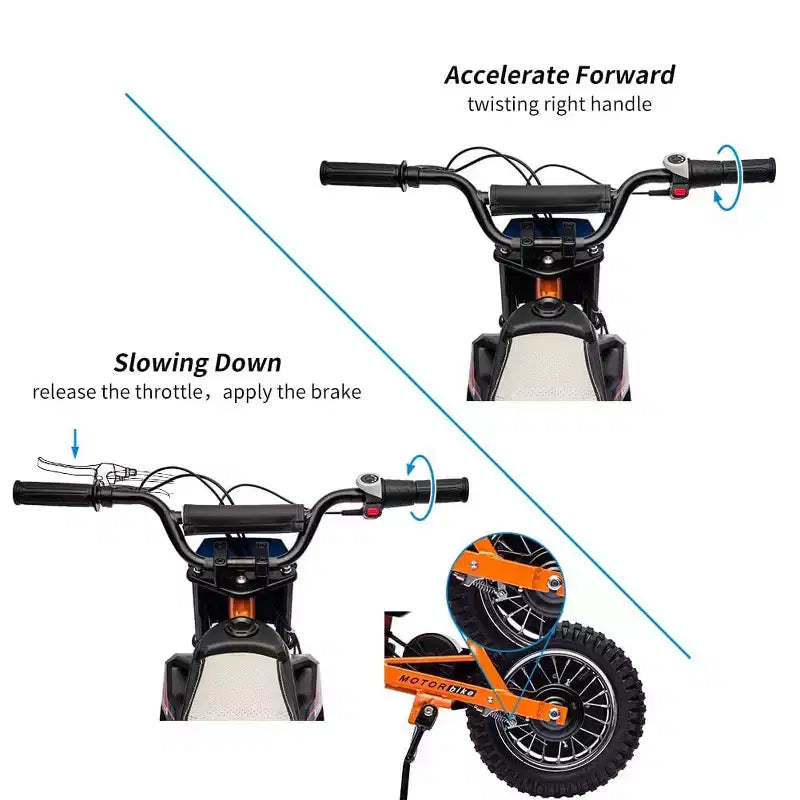 24V Electric Off-Road Motorcycle,250W Motor 13.6MPH Fast Speed Motocross,Leather Seat Dirt Bike