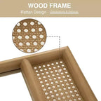 PexFix Classic Carved Arch Wood Frame with Rattan Bottom Wall Mirror