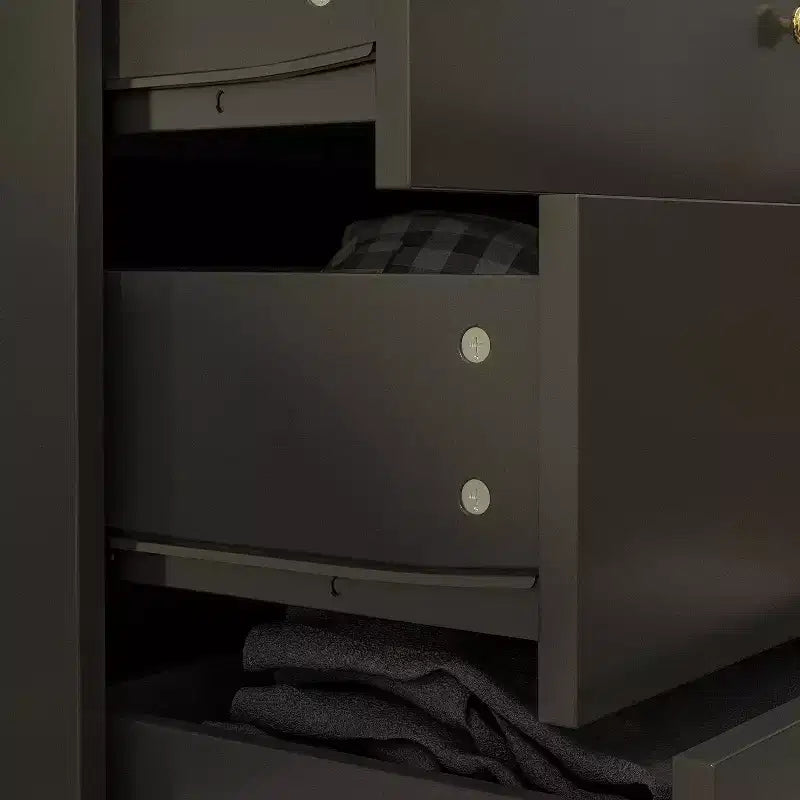 Hitow 10 Drawer Horizontal Dresser with Round Metal Knobs Modern Chest of Drawers
