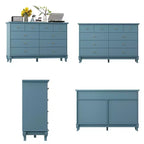 Hitow 10 Drawer Horizontal Dresser with Round Metal Knobs Modern Chest of Drawers