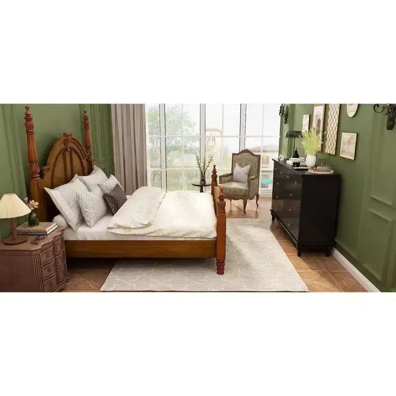 Hitow 10 Drawer Horizontal Dresser with Round Metal Knobs Modern Chest of Drawers