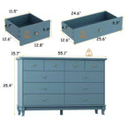 Hitow 10 Drawer Horizontal Dresser with Round Metal Knobs Modern Chest of Drawers