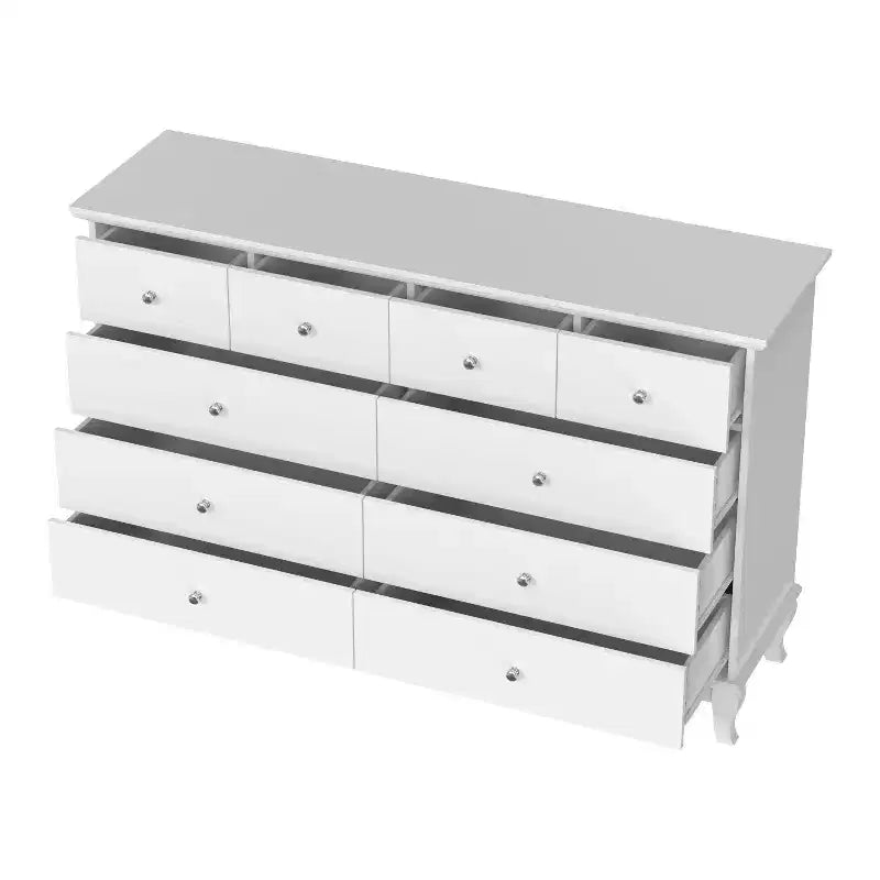 Hitow 10 Drawer Horizontal Dresser with Round Metal Knobs Modern Chest of Drawers