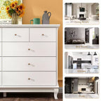 Hitow 10 Drawer Horizontal Dresser with Round Metal Knobs Modern Chest of Drawers