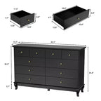 Hitow 10 Drawer Horizontal Dresser with Round Metal Knobs Modern Chest of Drawers
