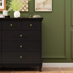 Hitow 10 Drawer Horizontal Dresser with Round Metal Knobs Modern Chest of Drawers