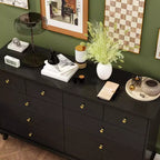 Hitow 10 Drawer Horizontal Dresser with Round Metal Knobs Modern Chest of Drawers
