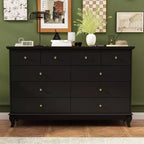 Hitow 10 Drawer Horizontal Dresser with Round Metal Knobs Modern Chest of Drawers