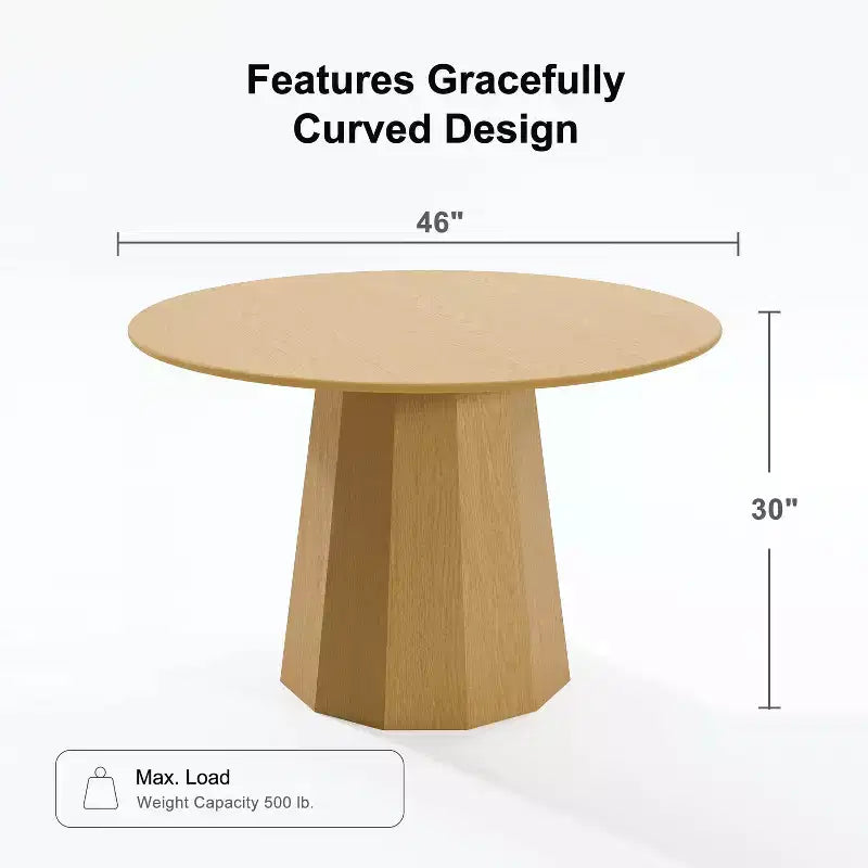 PexFix 46 Round Solid Wood Dining Table Kitchen Tables