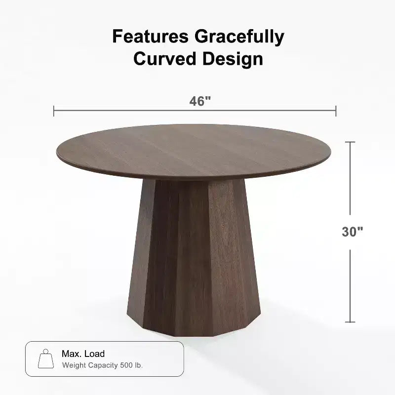 PexFix 46 Round Solid Wood Dining Table Kitchen Tables